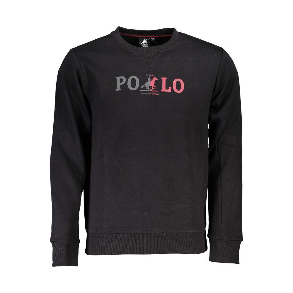 U.S. Grand Polo Chic Crew Neck Fleece Sweatshirt in Black U.S. Grand Polo