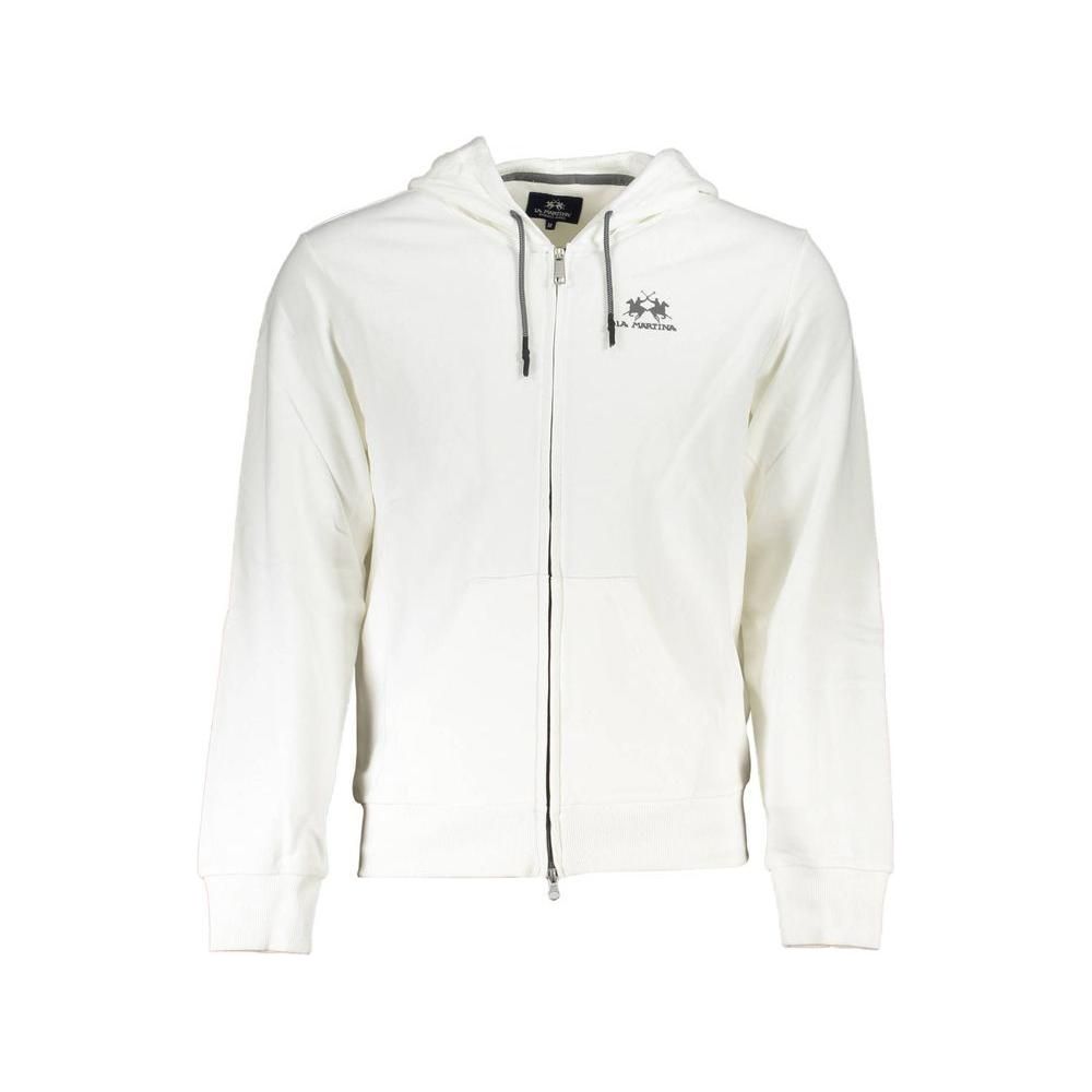 La Martina Elegant White Hooded Sweatshirt for Men La Martina