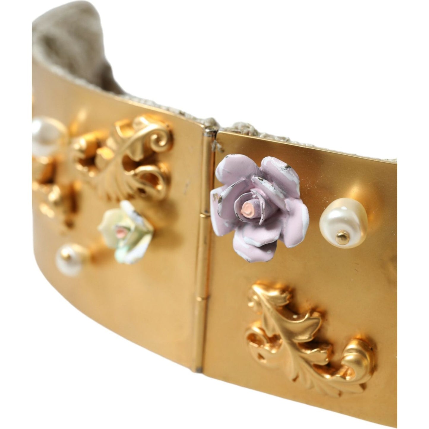 Dolce & Gabbana Elegant Gold-Tone Faux Pearl Floral Belt Dolce & Gabbana