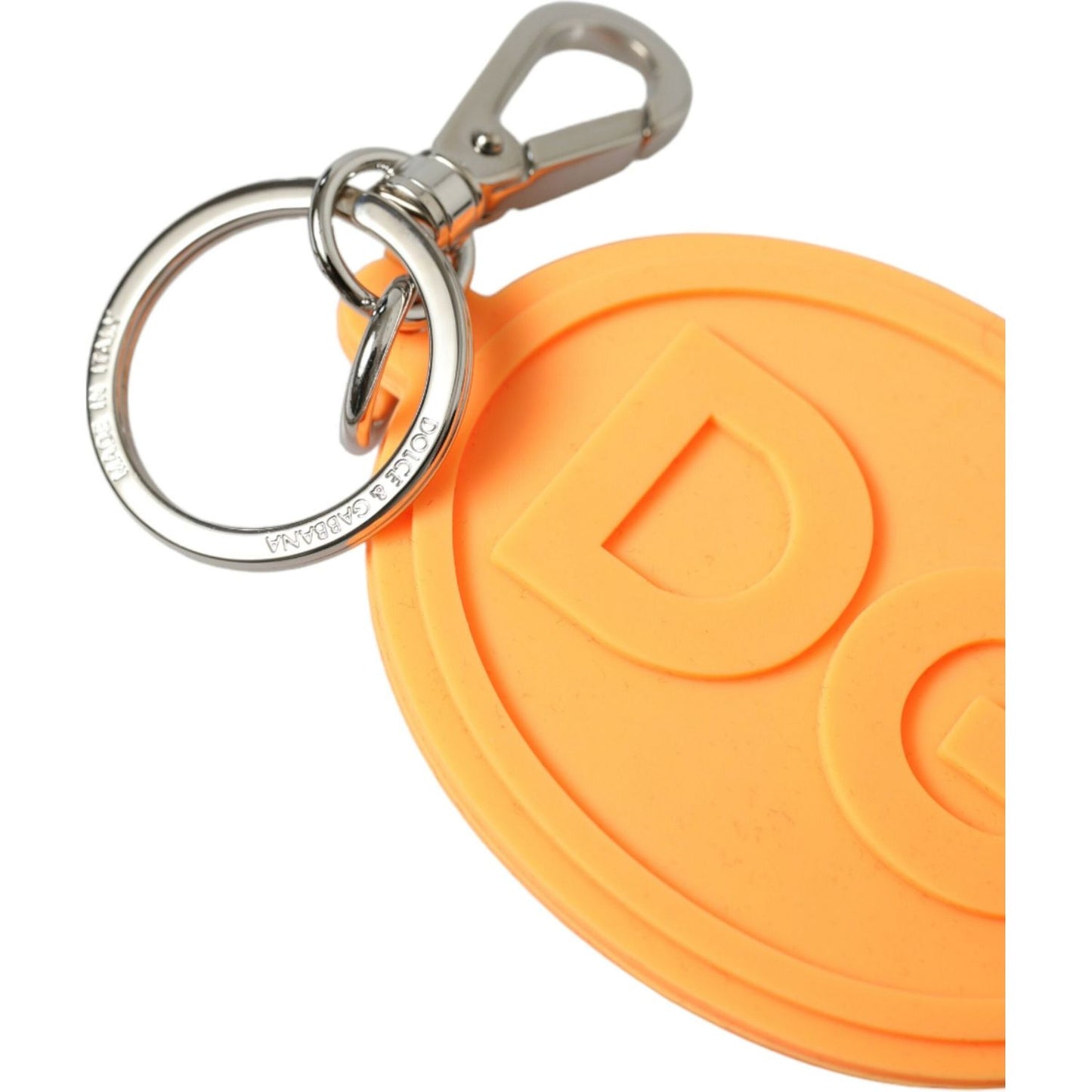 Elegant Orange Charm Keyring with Silver Detail