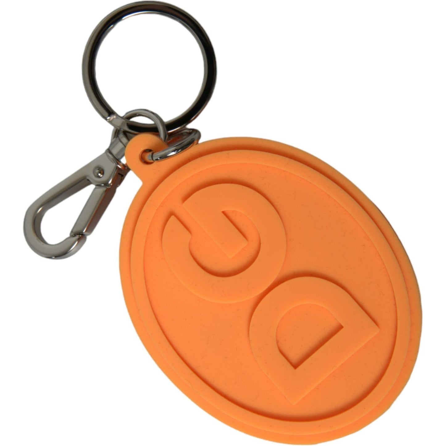 Elegant Orange Charm Keyring with Silver Detail