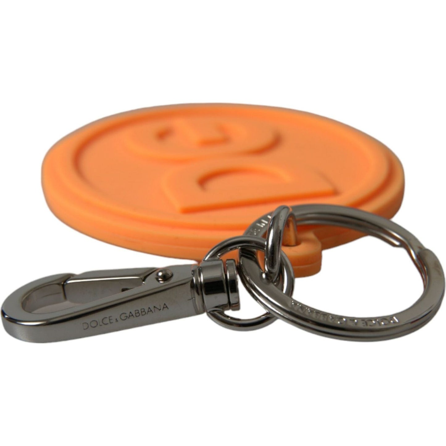 Elegant Orange Charm Keyring with Silver Detail