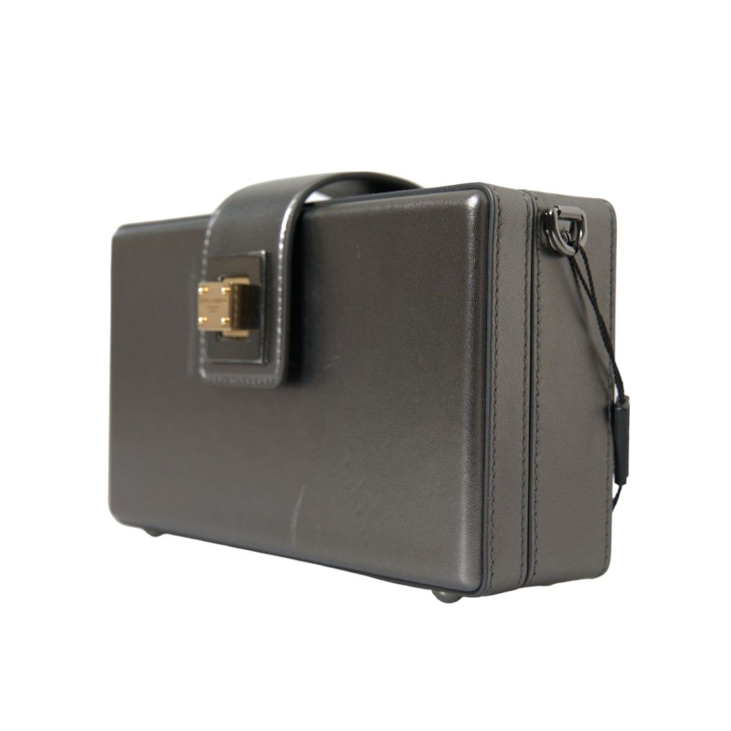 Dolce & Gabbana Metallic Gray Calfskin Leather DG BOX Shoulder Bag