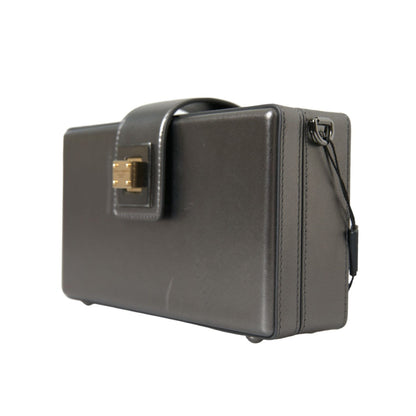 Dolce & Gabbana Metallic Gray Calfskin Leather DG BOX Shoulder Bag
