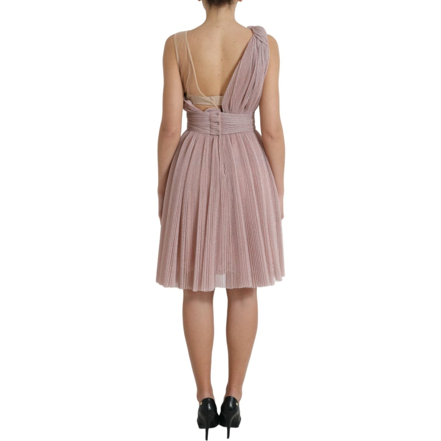 Dolce & Gabbana Lilac One-Shoulder Pleated Designer Dress Dolce & Gabbana