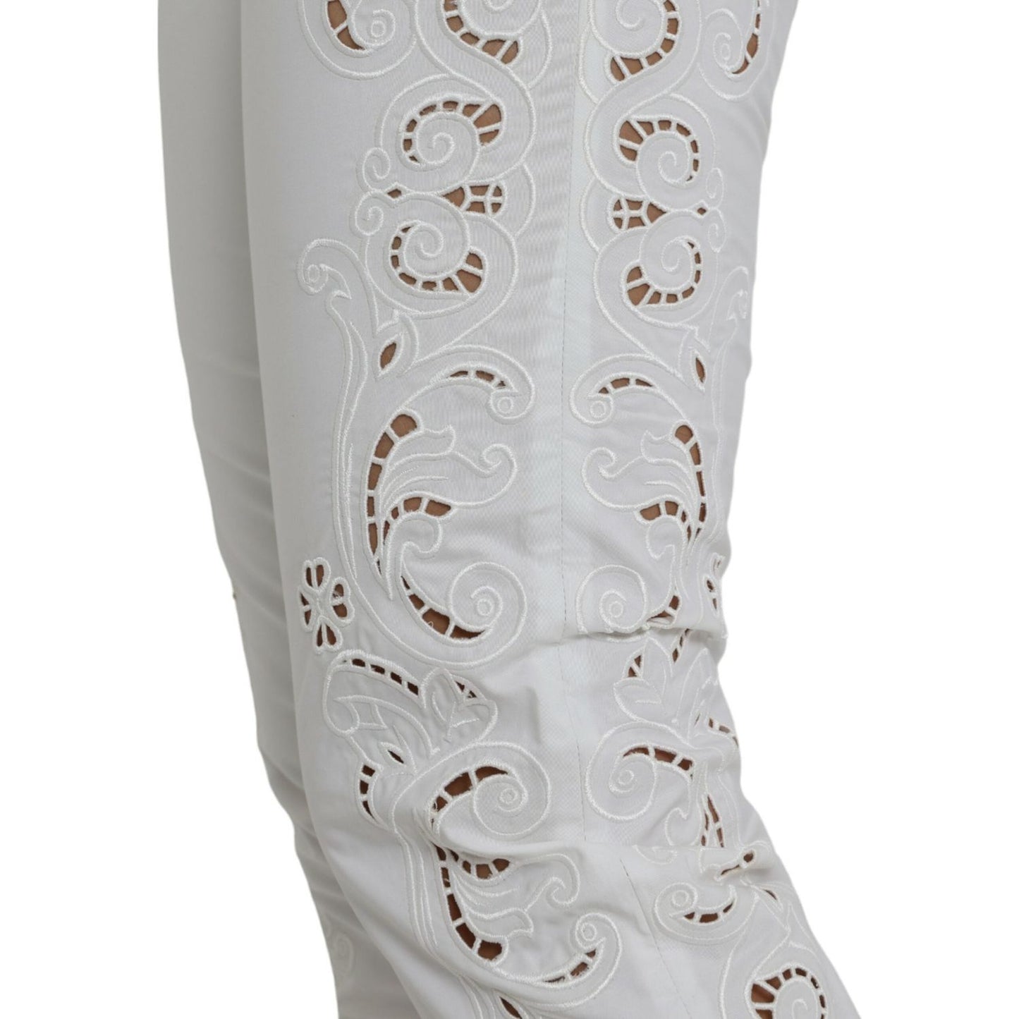 Dolce & Gabbana Elegant White Tapered Mid Waist Pants Dolce & Gabbana