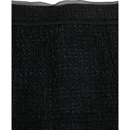 Dolce & Gabbana Black Wool High Waist Pencil Cut Midi Skirt