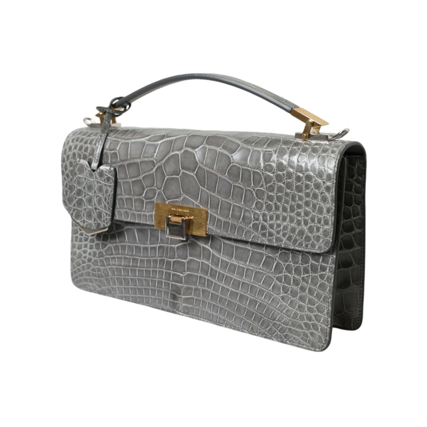 Balenciaga Gray Exotic Leather Medium Shoulder Hand Purse Bag