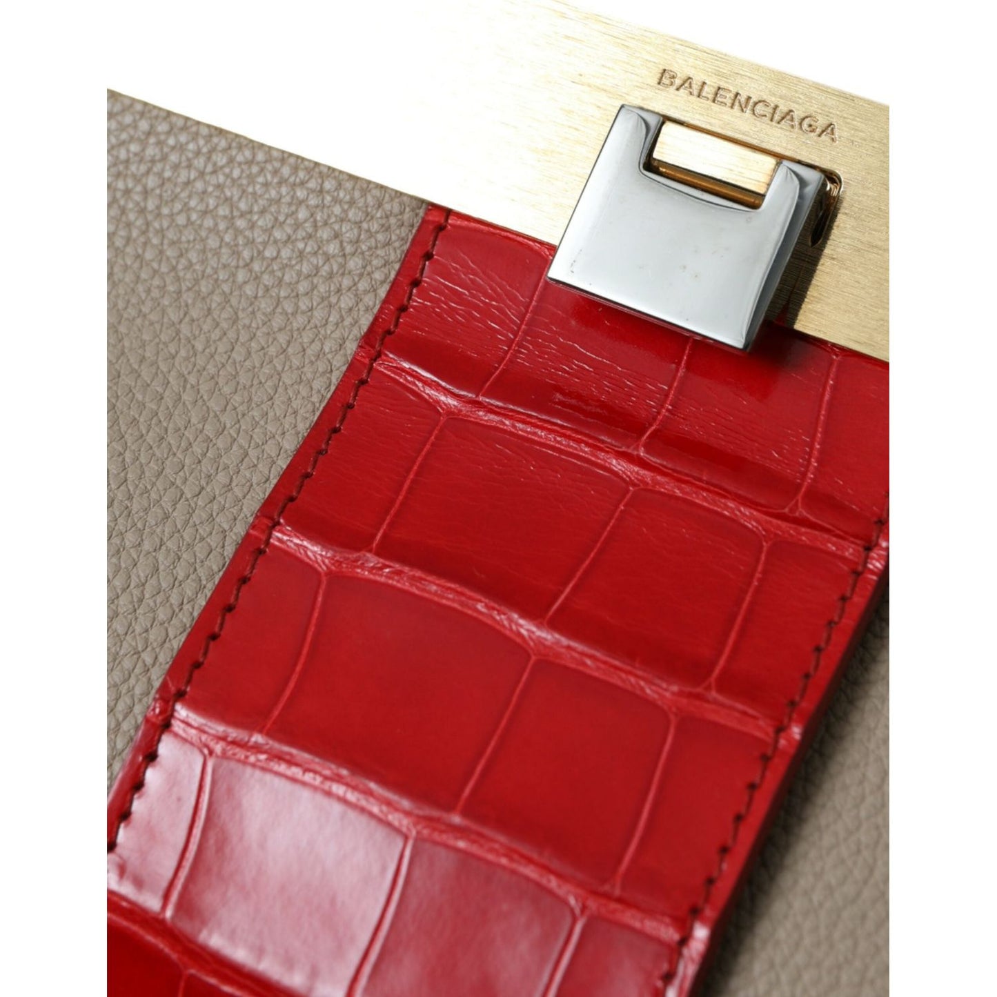 Balenciaga Two Tone Exotic Leather Clutch Balenciaga