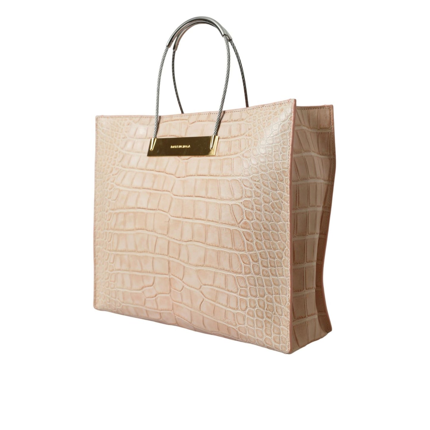 Balenciaga Pink Exotic Leather Embossed Cable Handle Shopper Tote Bag Balenciaga