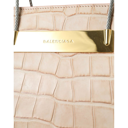 Balenciaga Pink Exotic Leather Embossed Cable Handle Shopper Tote Bag Balenciaga