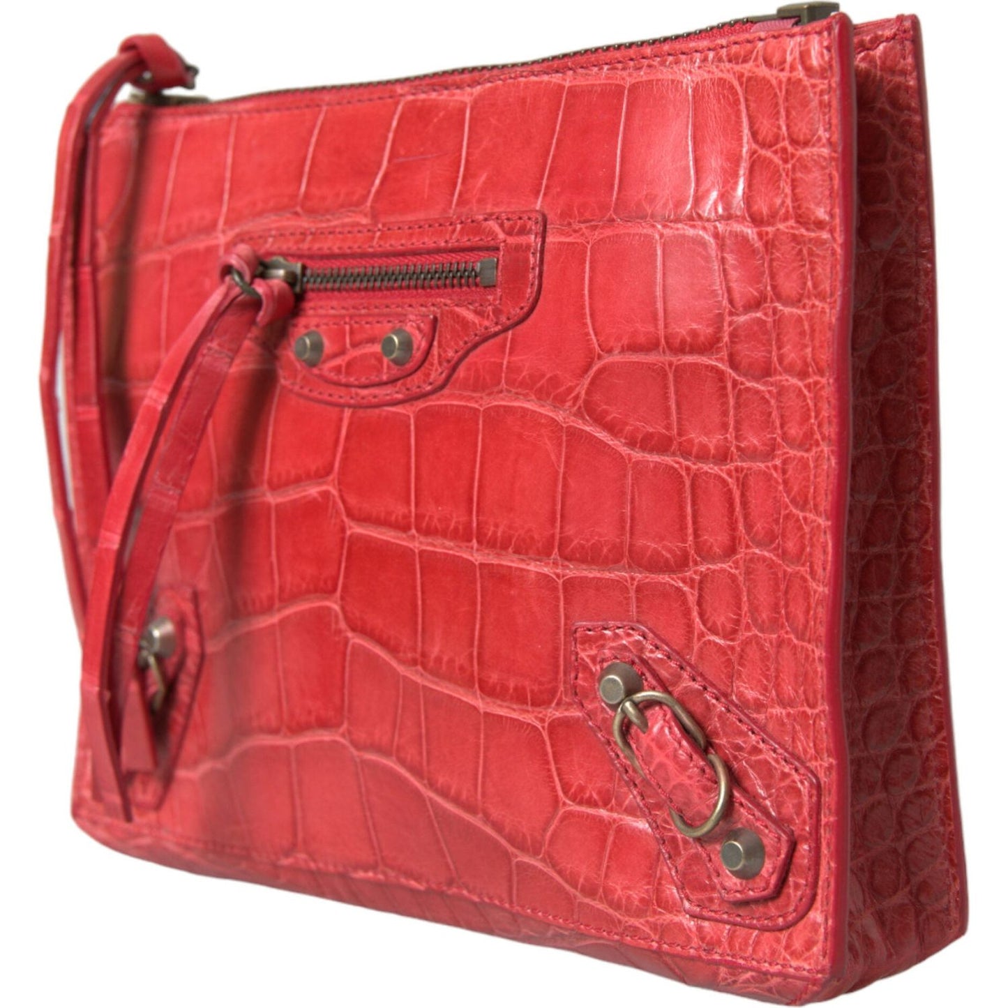 Balenciaga Exotic Red Alligator Leather Clutch Balenciaga