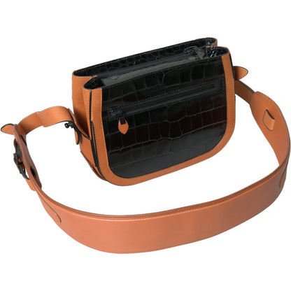 Balenciaga Black Brown Exotic Skin Leather Shoulder Camera Purse Bag Balenciaga