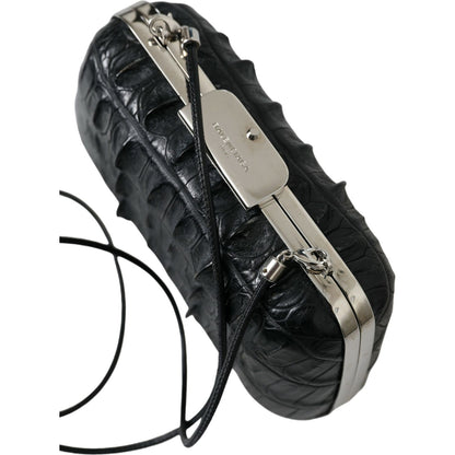 Balenciaga Black Exotic Skin Leather Shoulder Crossbody Box Clutch Bag Balenciaga