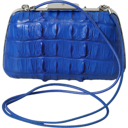 Balenciaga Blue Exotic Skin Leather Shoulder Crossbody Box Clutch Bag Balenciaga