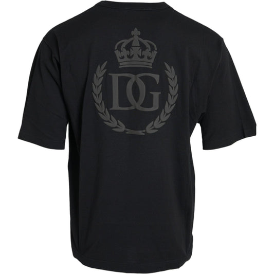 Dolce & Gabbana Black Logo Embossed Crew Neck Short Sleeves T-shirt Dolce & Gabbana