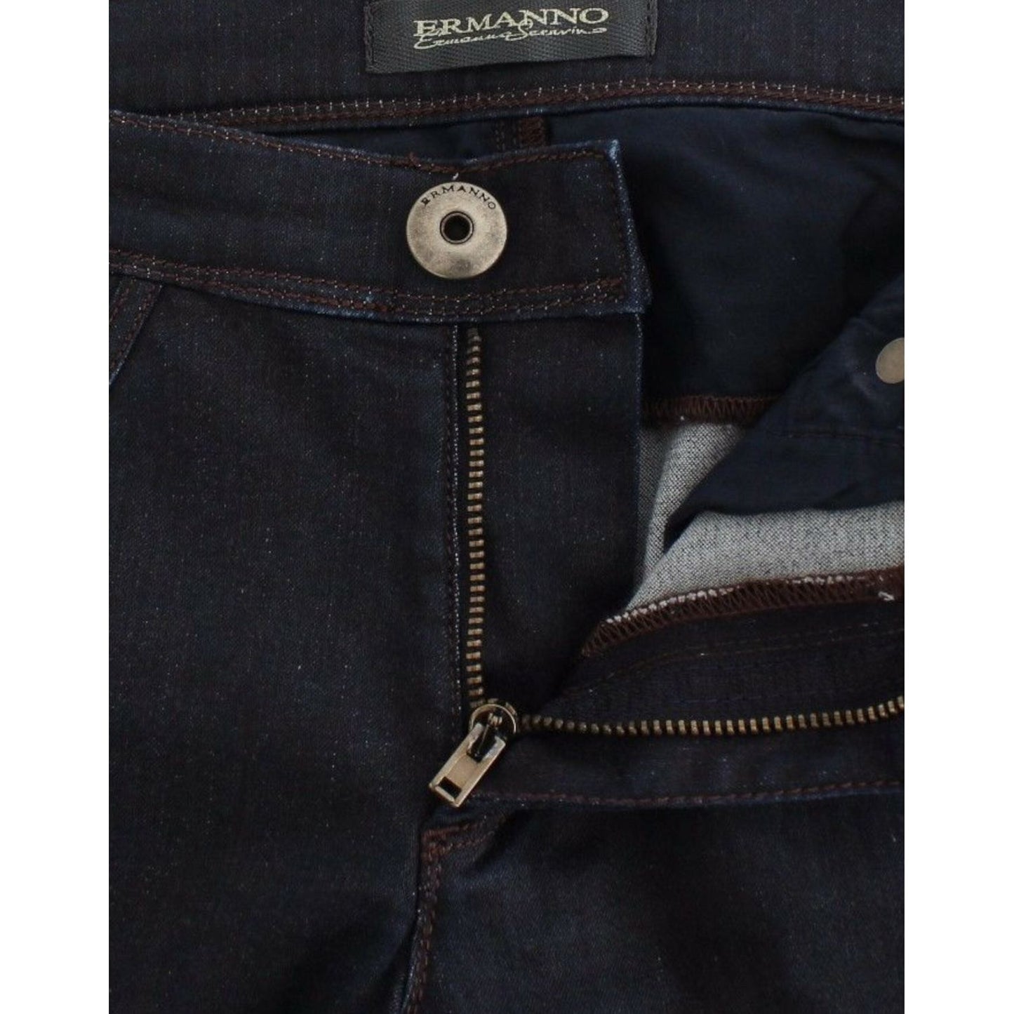 Ermanno Scervino Chic Dark Blue Slim Jeans for Elegant Style Ermanno Scervino