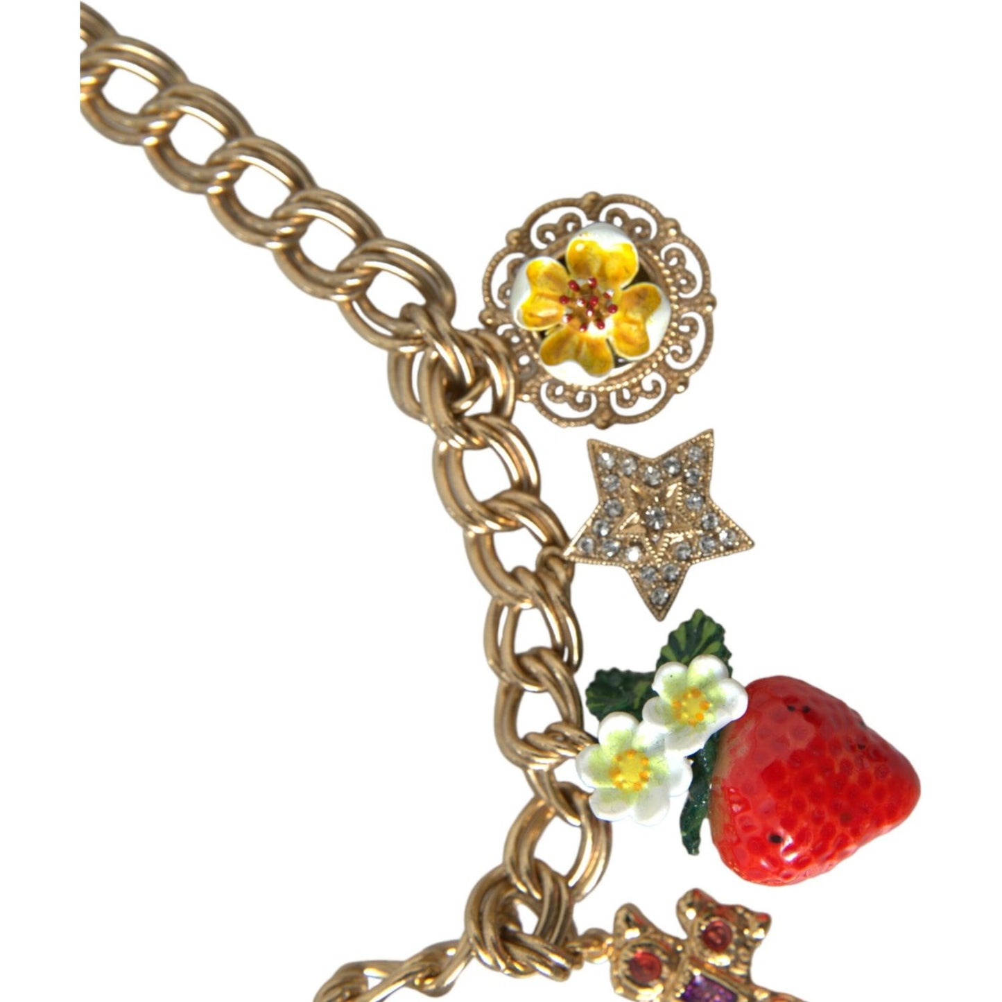 Dolce & Gabbana Gold Chain Rose Cross Strawberry Star Pendant Necklace Dolce & Gabbana