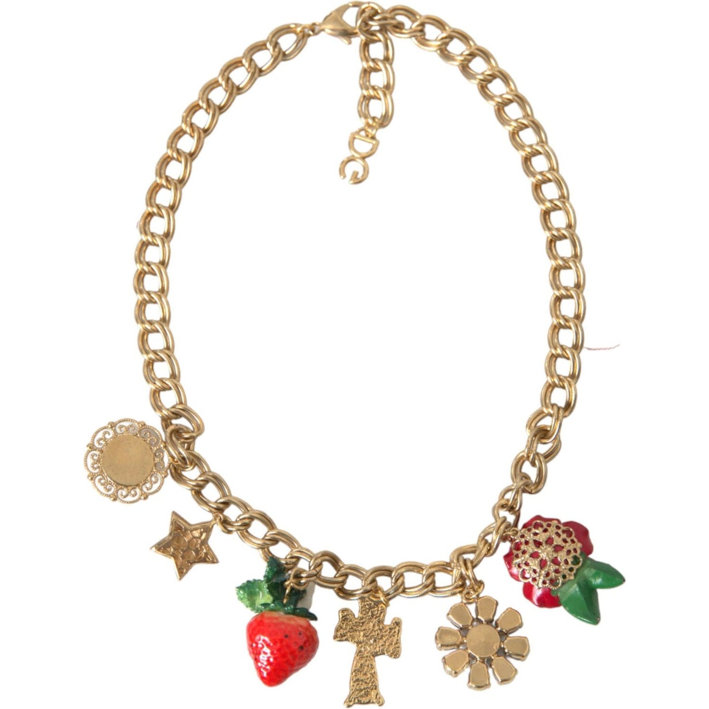 Dolce & Gabbana Gold Chain Rose Cross Strawberry Star Pendant Necklace Dolce & Gabbana