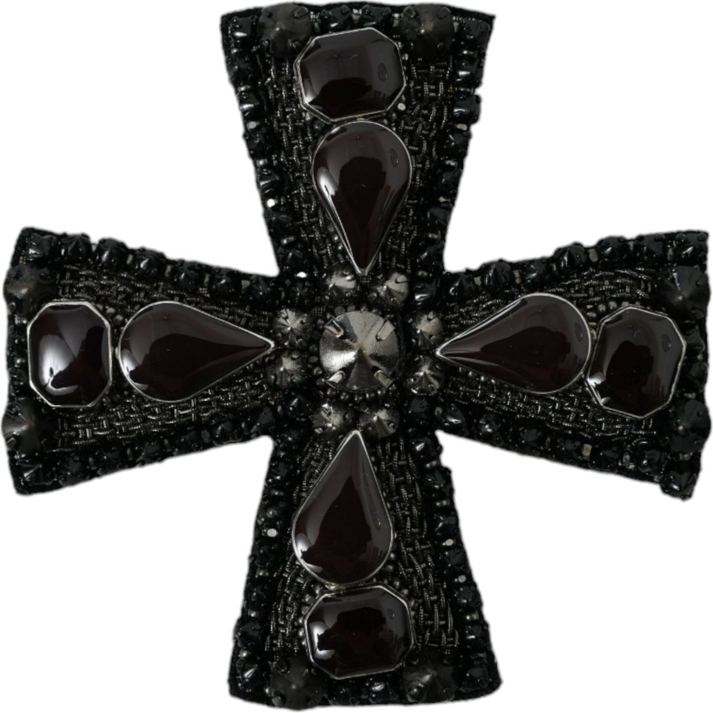 Black Crystals Embellished Cross Pin Brooch