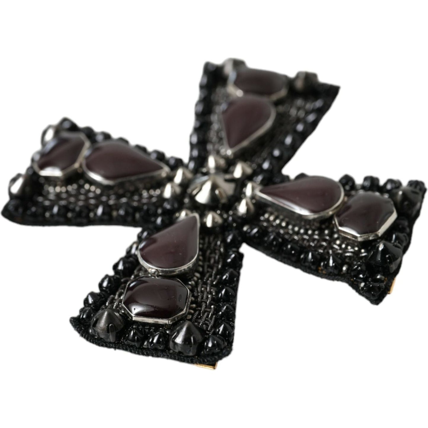 Black Crystals Embellished Cross Pin Brooch