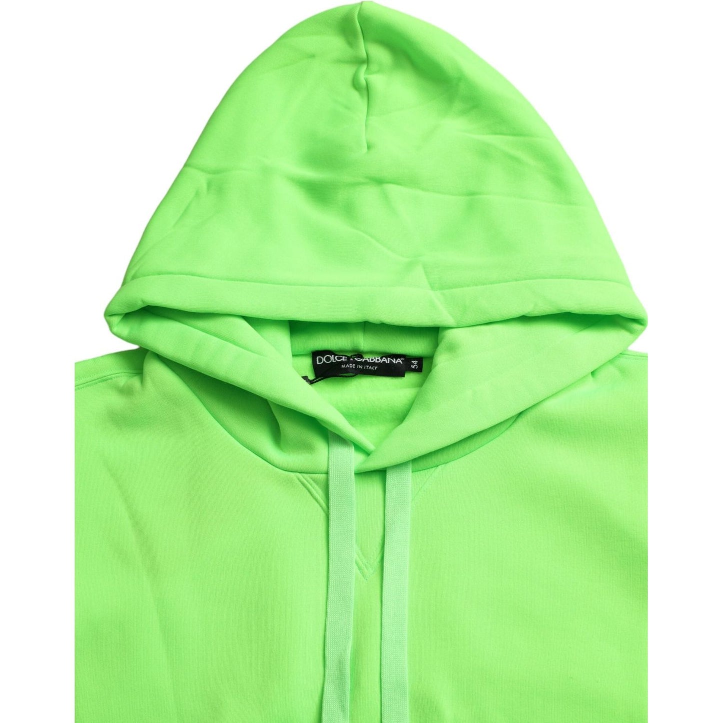 Dolce & Gabbana Neon Green Hooded Top Pullover Sweater Dolce & Gabbana