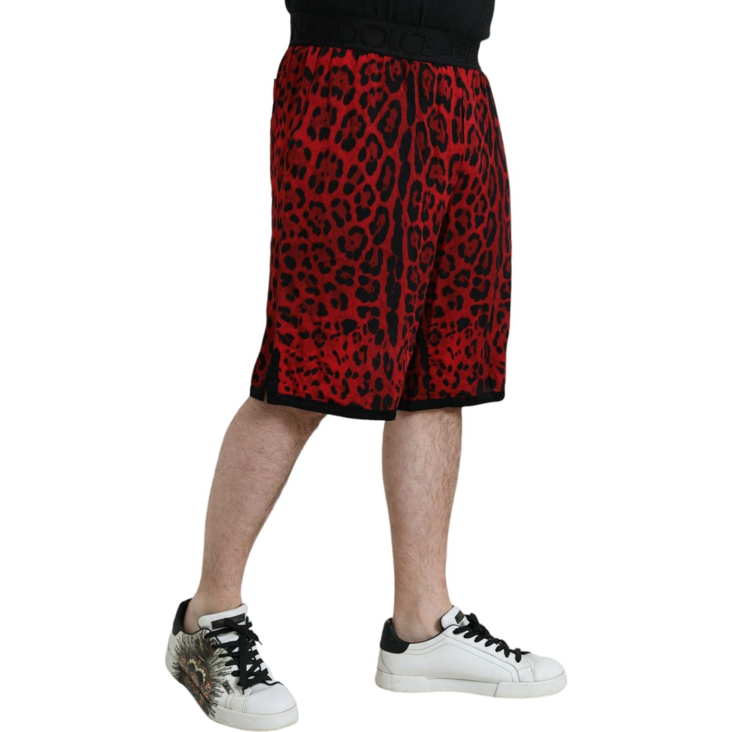 Dolce & Gabbana Red Leopard Print Viscose Bermuda Shorts Dolce & Gabbana