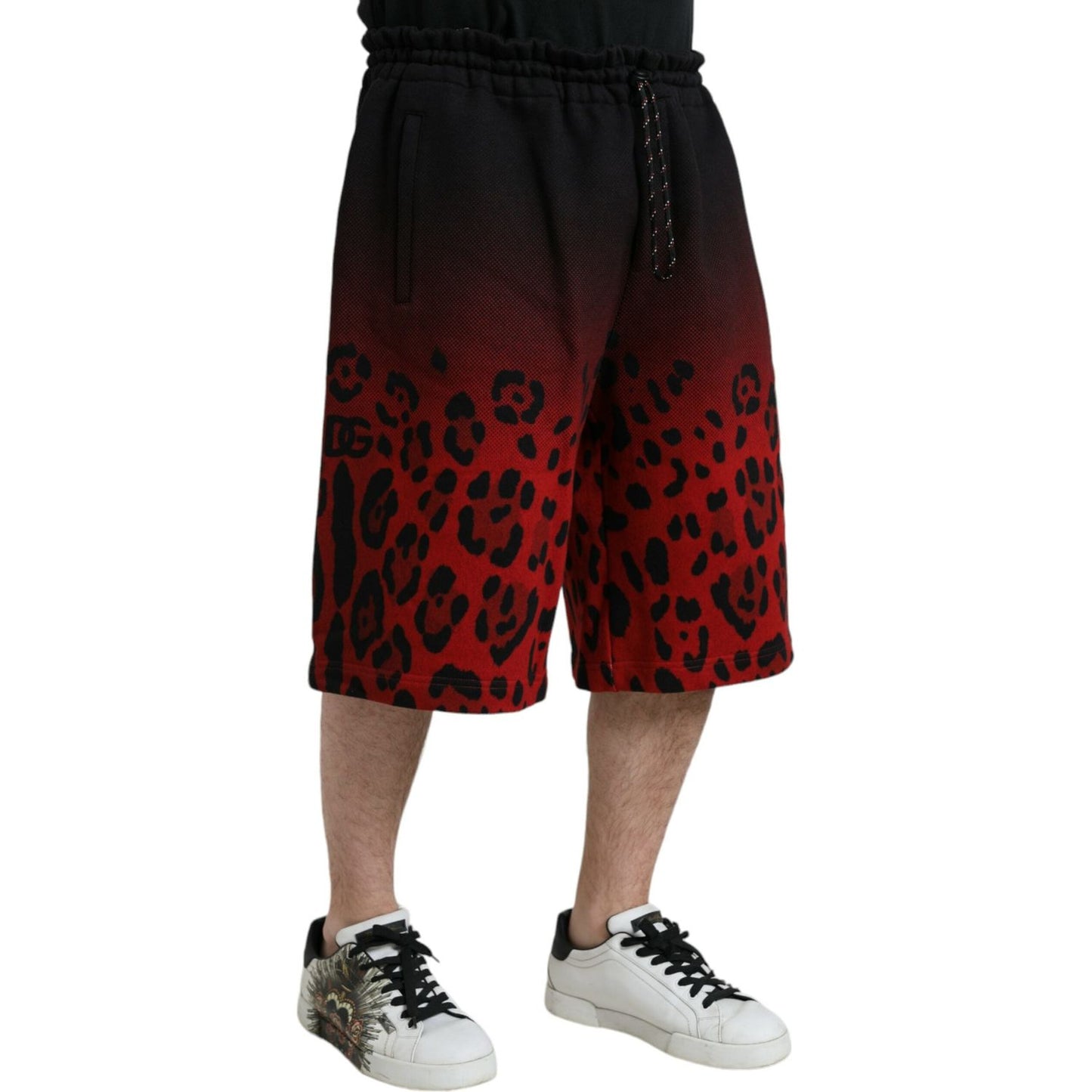 Dolce & Gabbana Red Leopard Print Cotton Bermuda Shorts Dolce & Gabbana