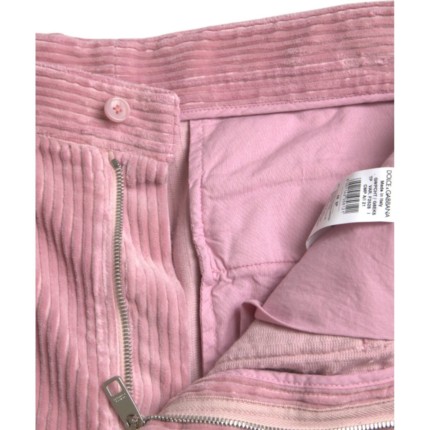 Dolce & Gabbana Pink Corduroy Cotton Stretch Skinny Cargo Jeans Dolce & Gabbana