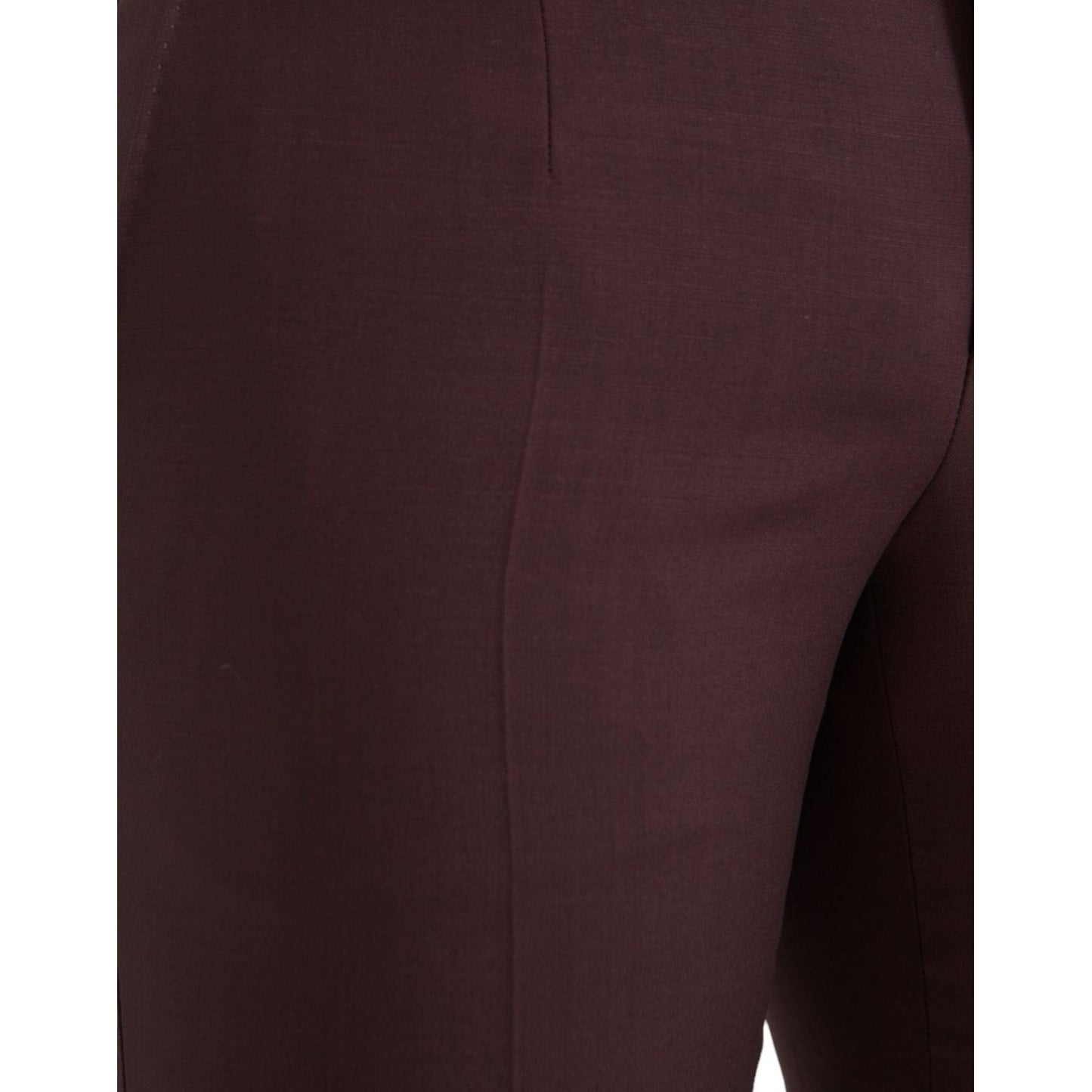 Dolce & Gabbana Maroon Wool Men Slim Fit Dress Pants Dolce & Gabbana