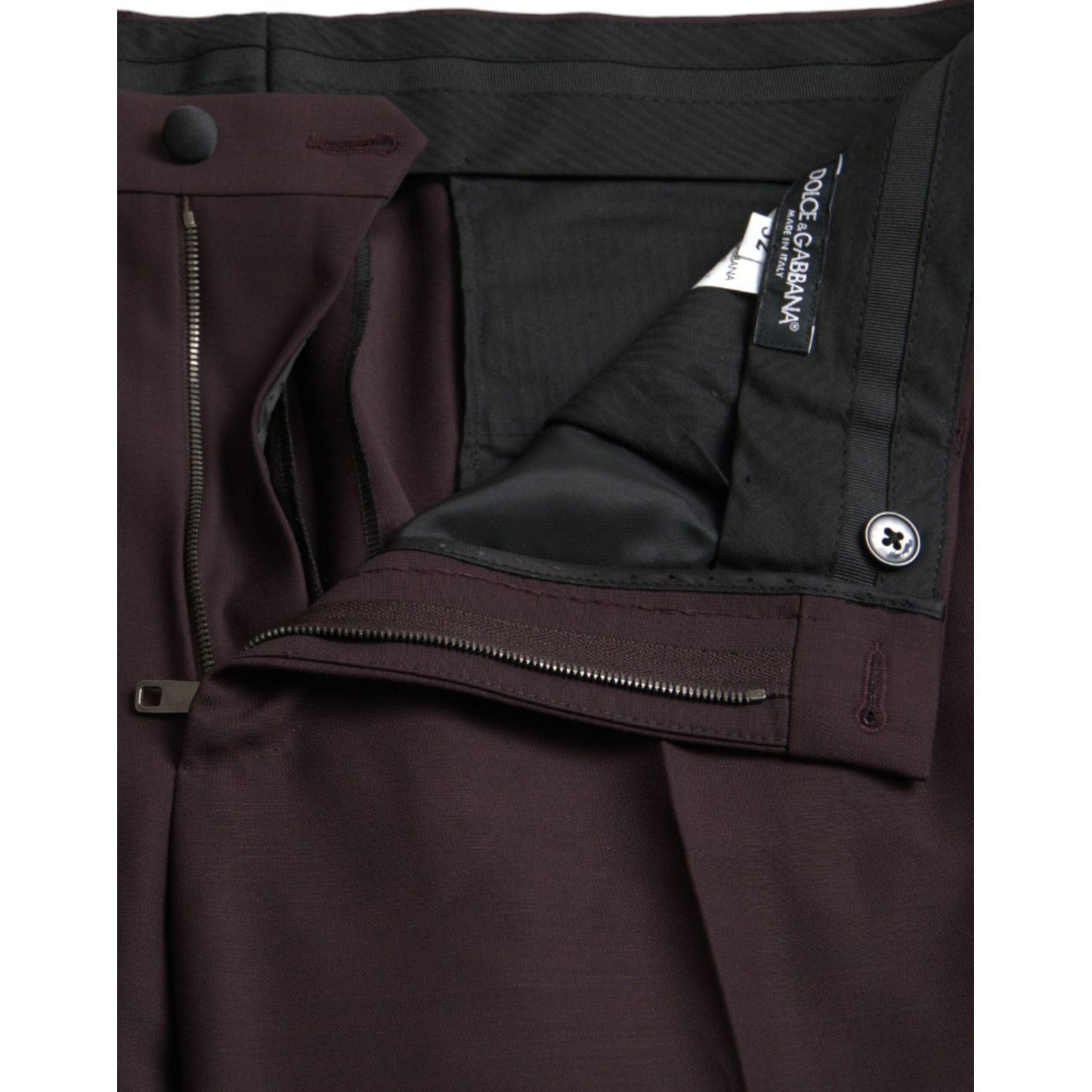 Dolce & Gabbana Dark Brown Wool Slim Fit Pants Dolce & Gabbana