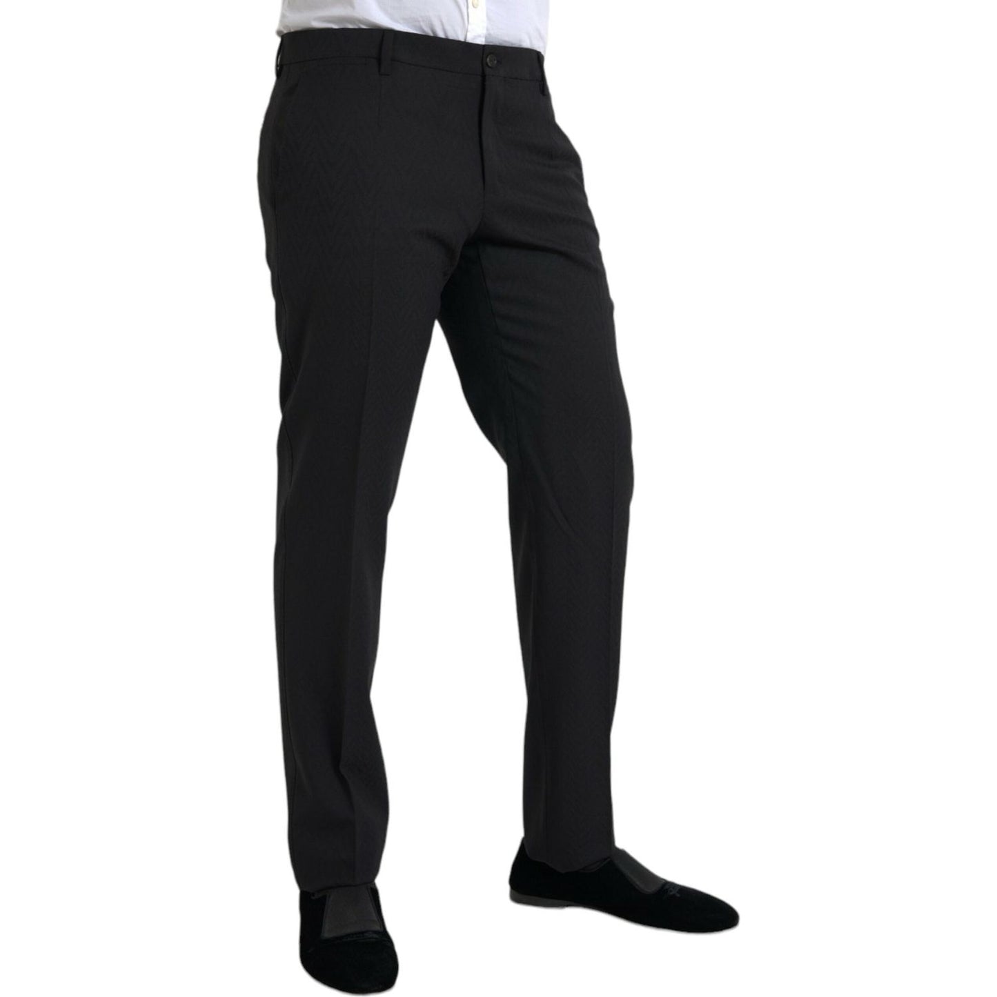 Dolce & Gabbana Black Wool Men Skinny Dress Pants Dolce & Gabbana