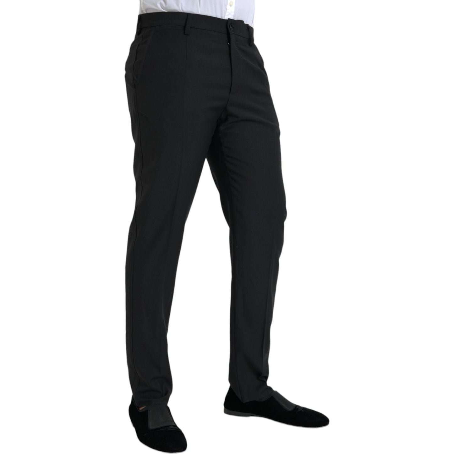 Dolce & Gabbana Black Wool Men Skinny Dress Pants Dolce & Gabbana