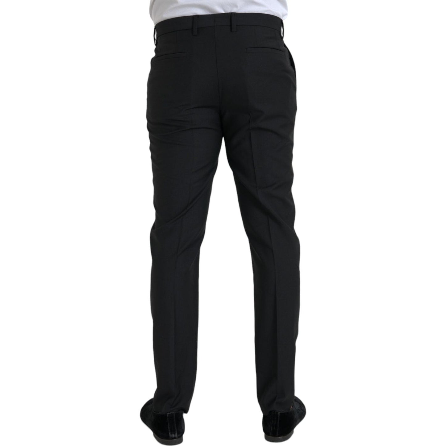 Dolce & Gabbana Black Wool Men Skinny Dress Pants Dolce & Gabbana