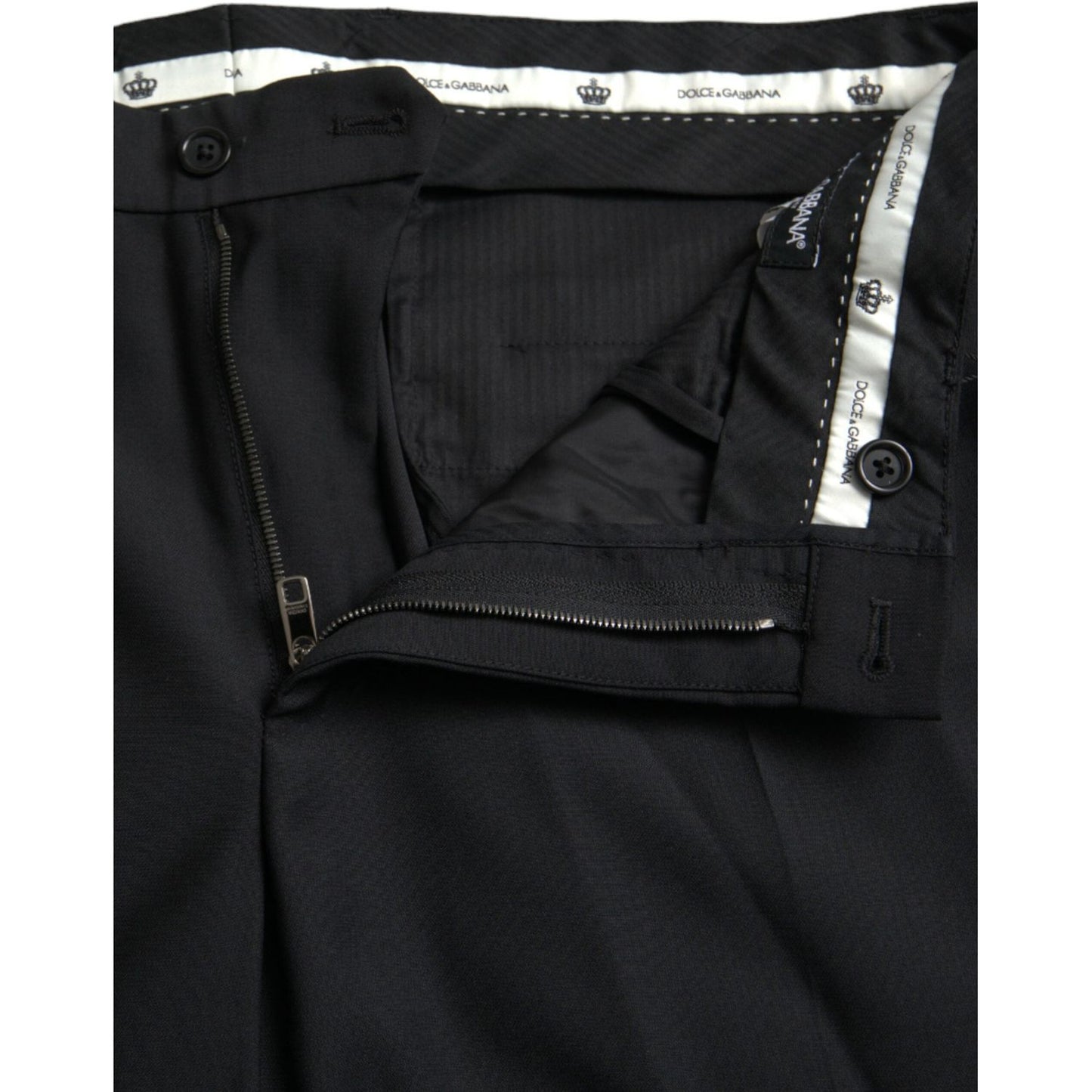 Dolce & Gabbana Black Wool Men Skinny Dress Pants Dolce & Gabbana