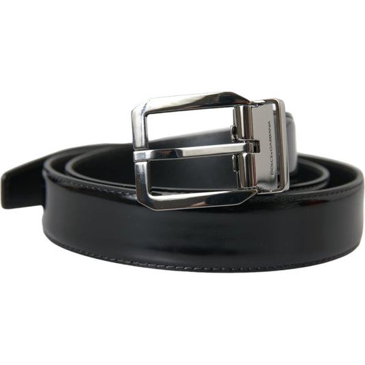 Dolce & Gabbana Black Leather Silver Metal Buckle Belt Men Dolce & Gabbana