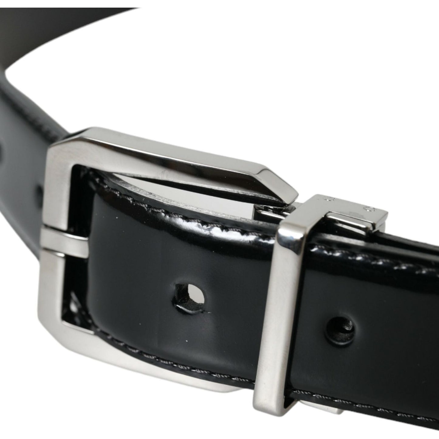 Dolce & Gabbana Black Leather Silver Metal Buckle Belt Men Dolce & Gabbana