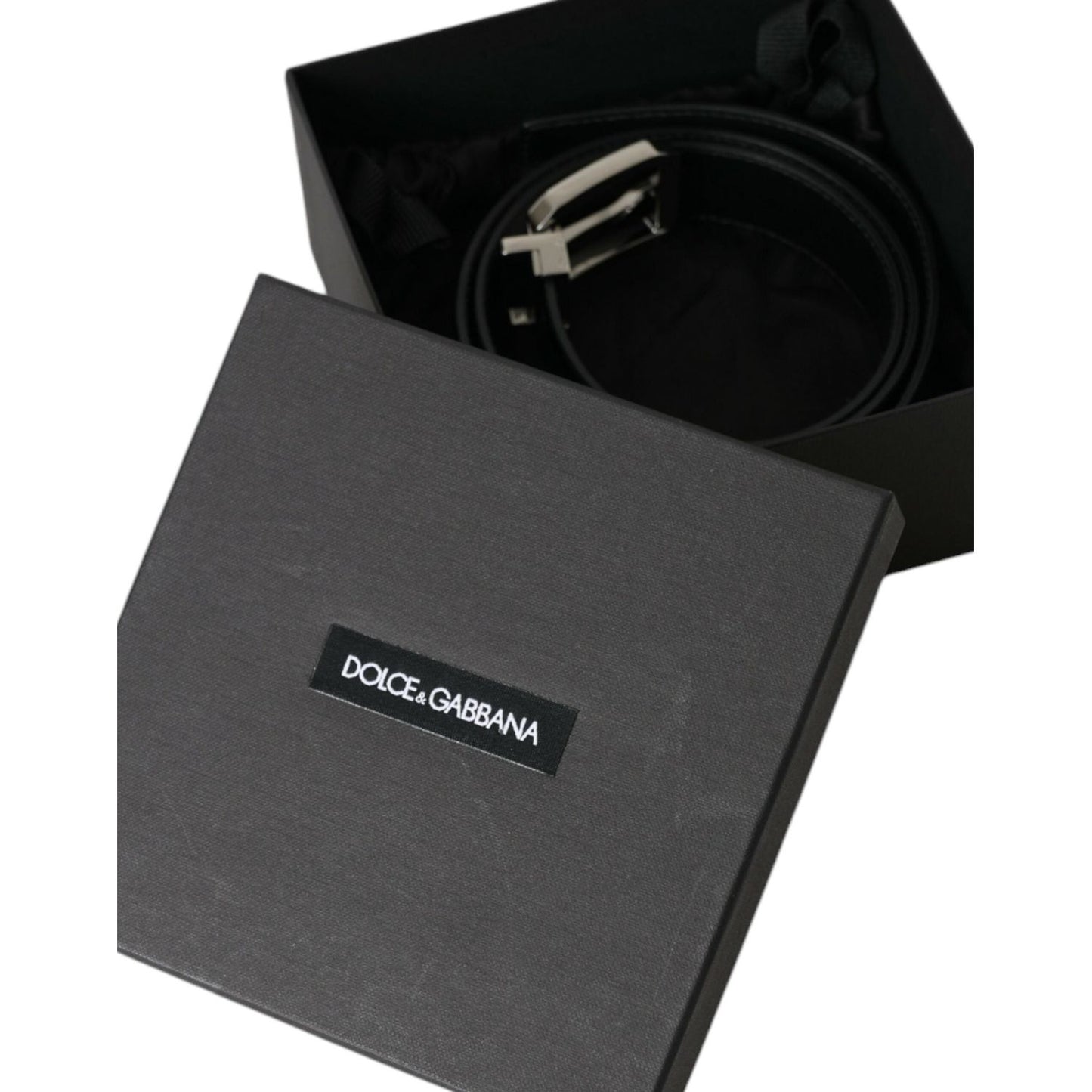 Dolce & Gabbana Black Leather Silver Metal Buckle Belt Men Dolce & Gabbana