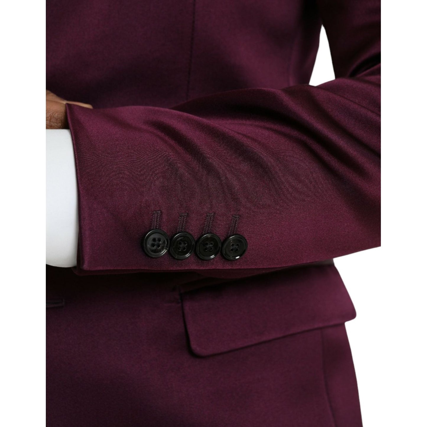 Dolce & Gabbana Maroon Silk Single Breasted Coat Blazer Dolce & Gabbana