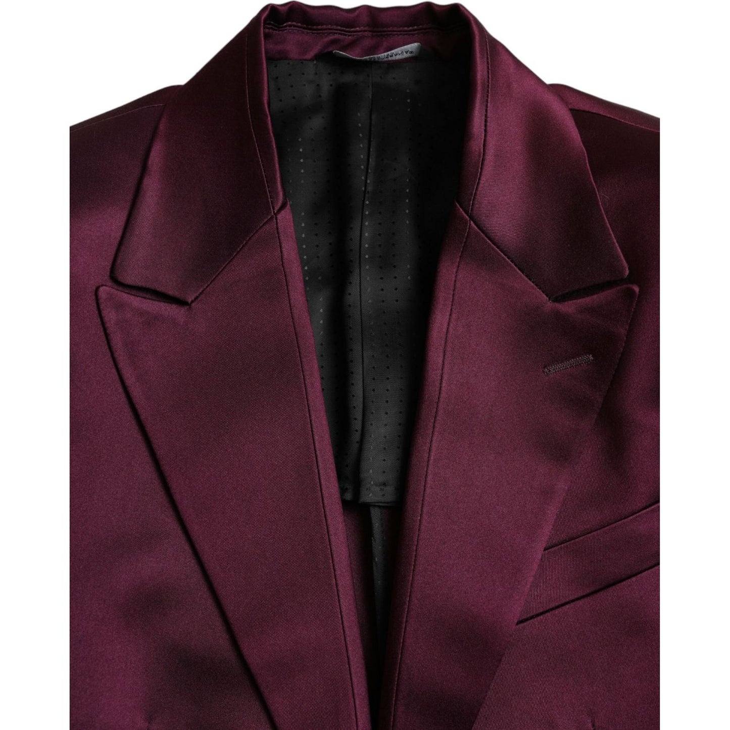 Dolce & Gabbana Maroon Silk Single Breasted Coat Blazer Dolce & Gabbana