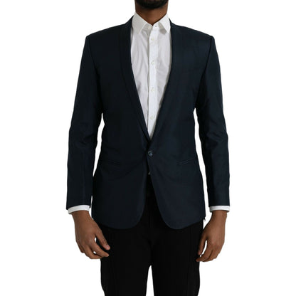 Dolce & Gabbana Blue MARTINI Shawl Single Breasted Blazer