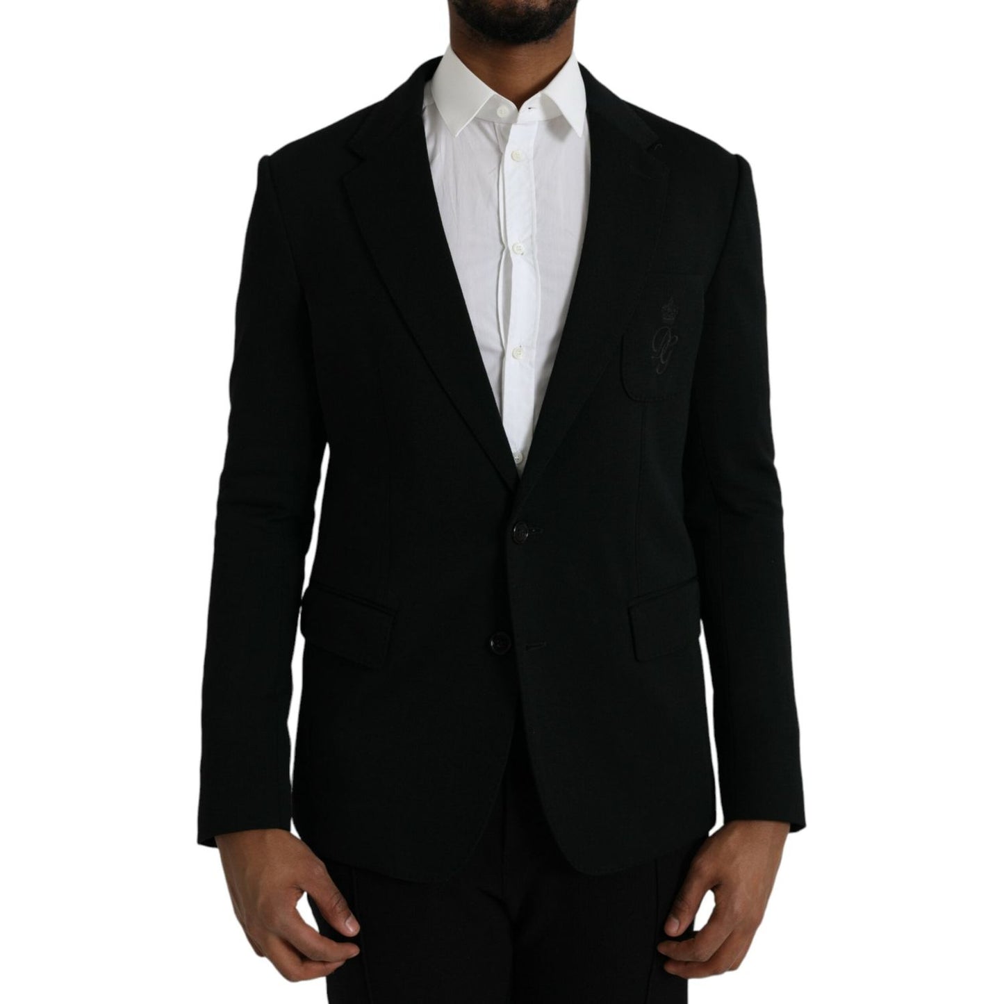 Dolce & Gabbana Black Wool Notch Single Breasted Coat Blazer