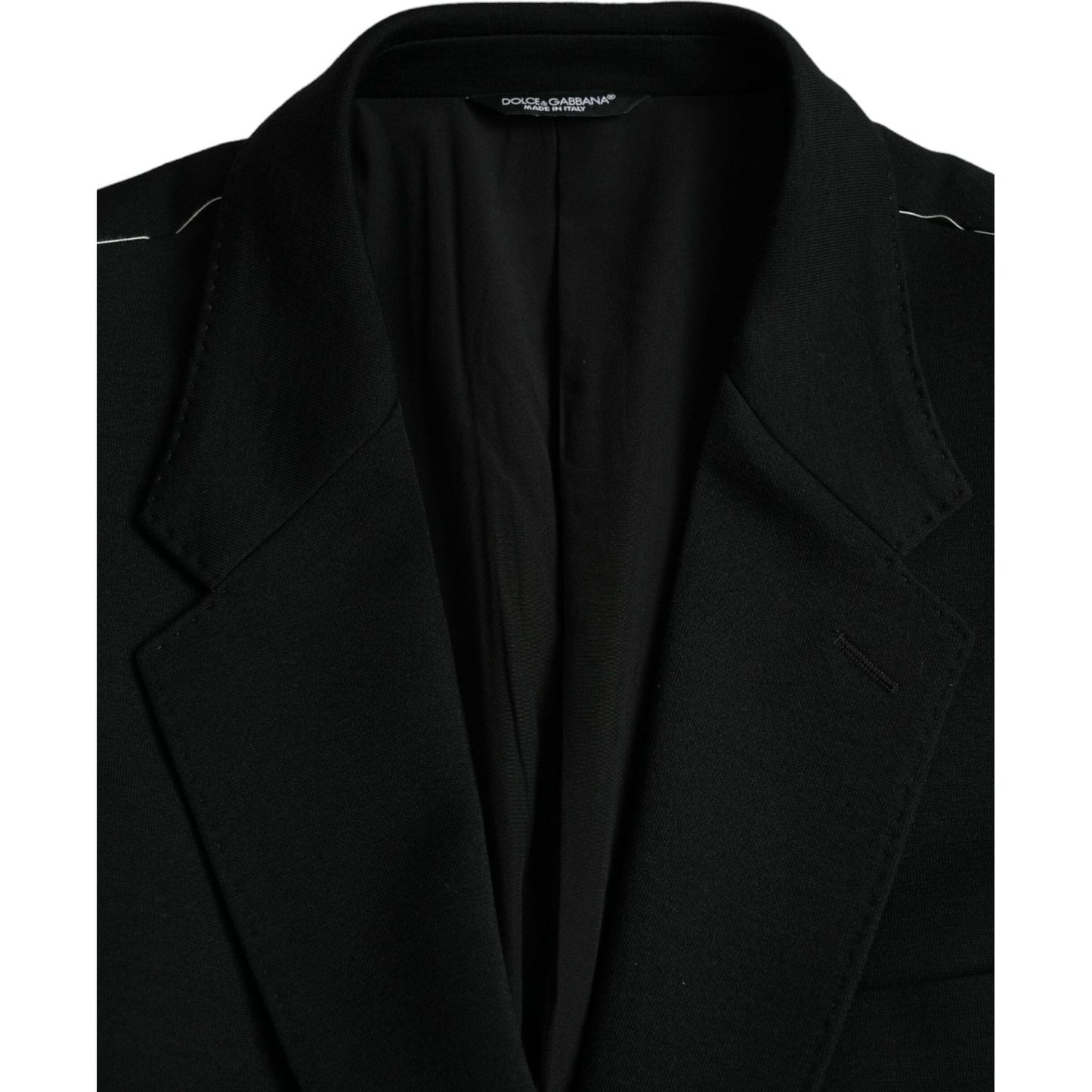 Dolce & Gabbana Black Wool Single Breasted Coat Blazer Dolce & Gabbana