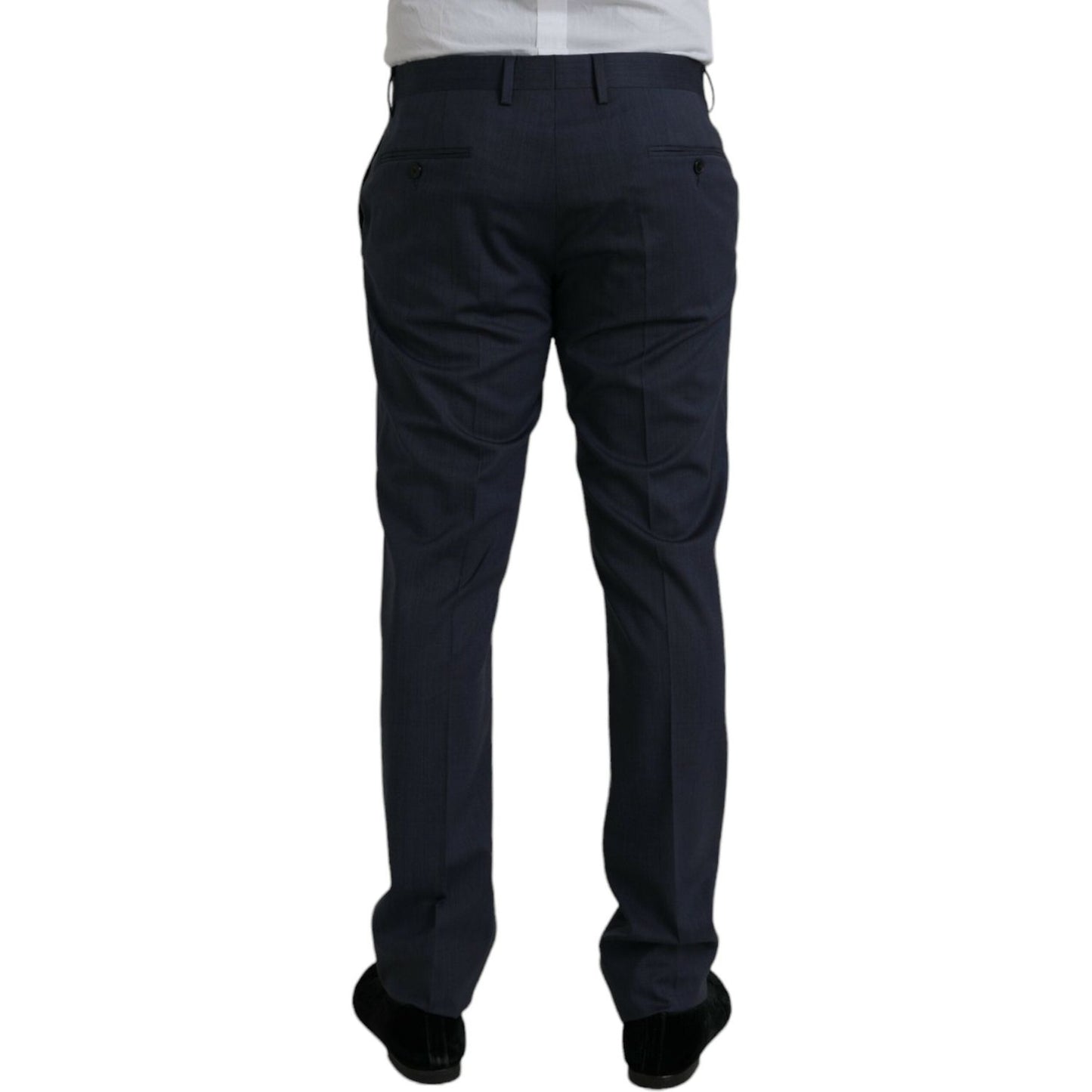 Dolce & Gabbana Blue Wool Slim Fit Dress Formal Pants Dolce & Gabbana