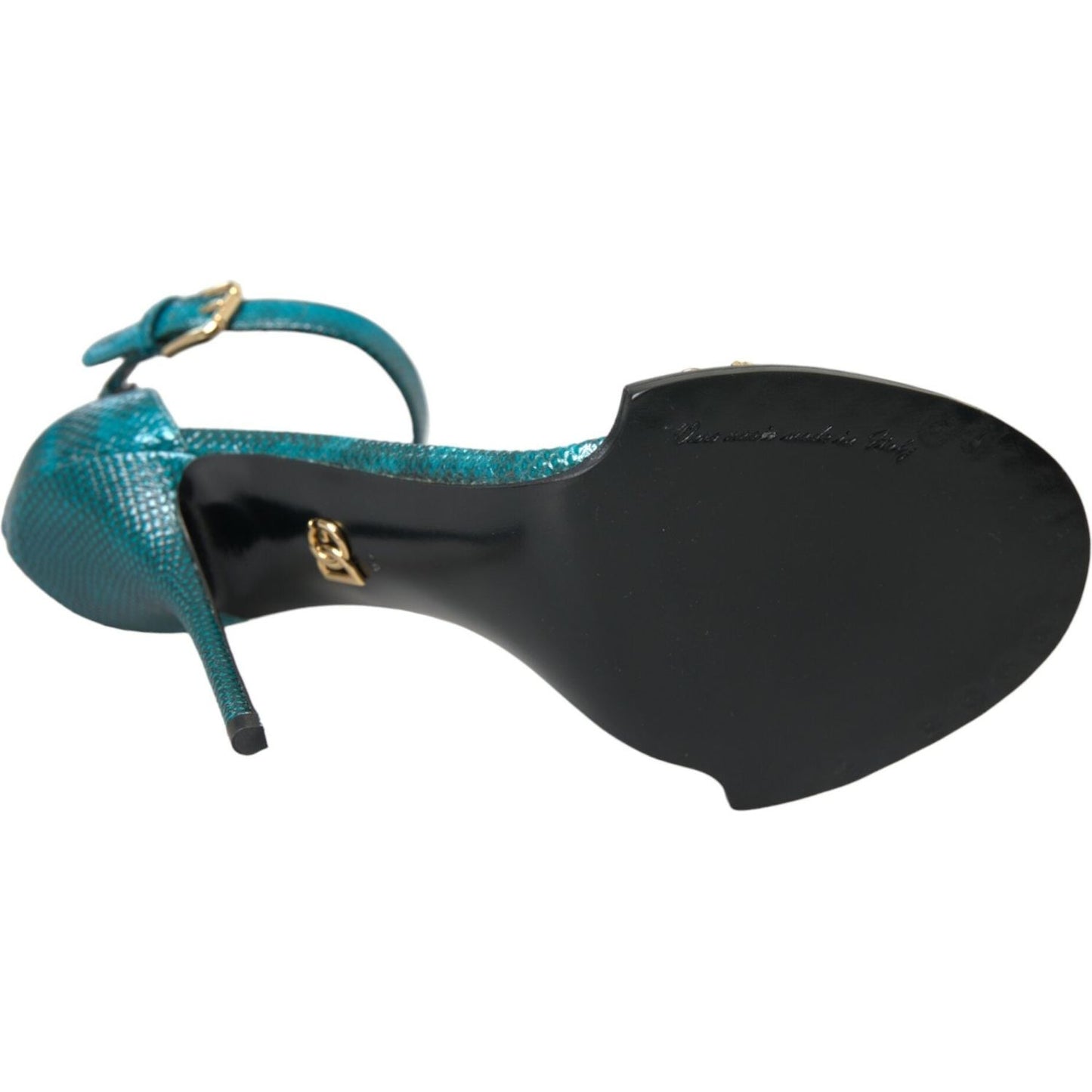 Dolce & Gabbana Blue Exotic Leather Crystal Sandals Shoes Dolce & Gabbana