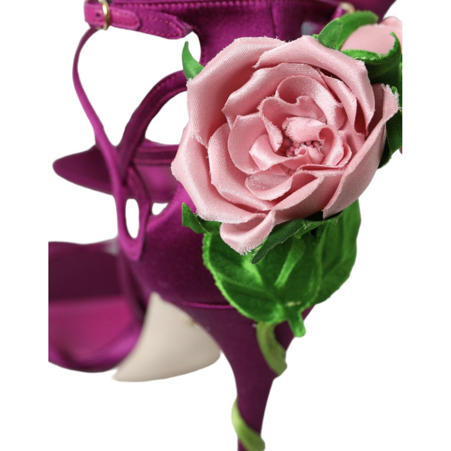 Dolce & Gabbana Purple Flower Satin Heels Sandals Shoes Dolce & Gabbana