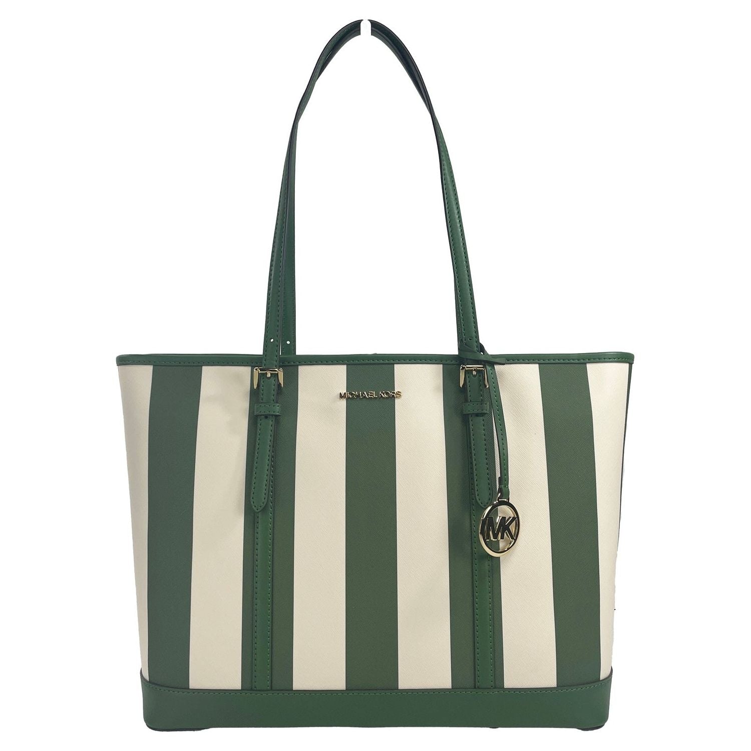 Michael Kors Jet Set Travel Large TZ Shoulder PVC Tote Bag Purse Fern Green