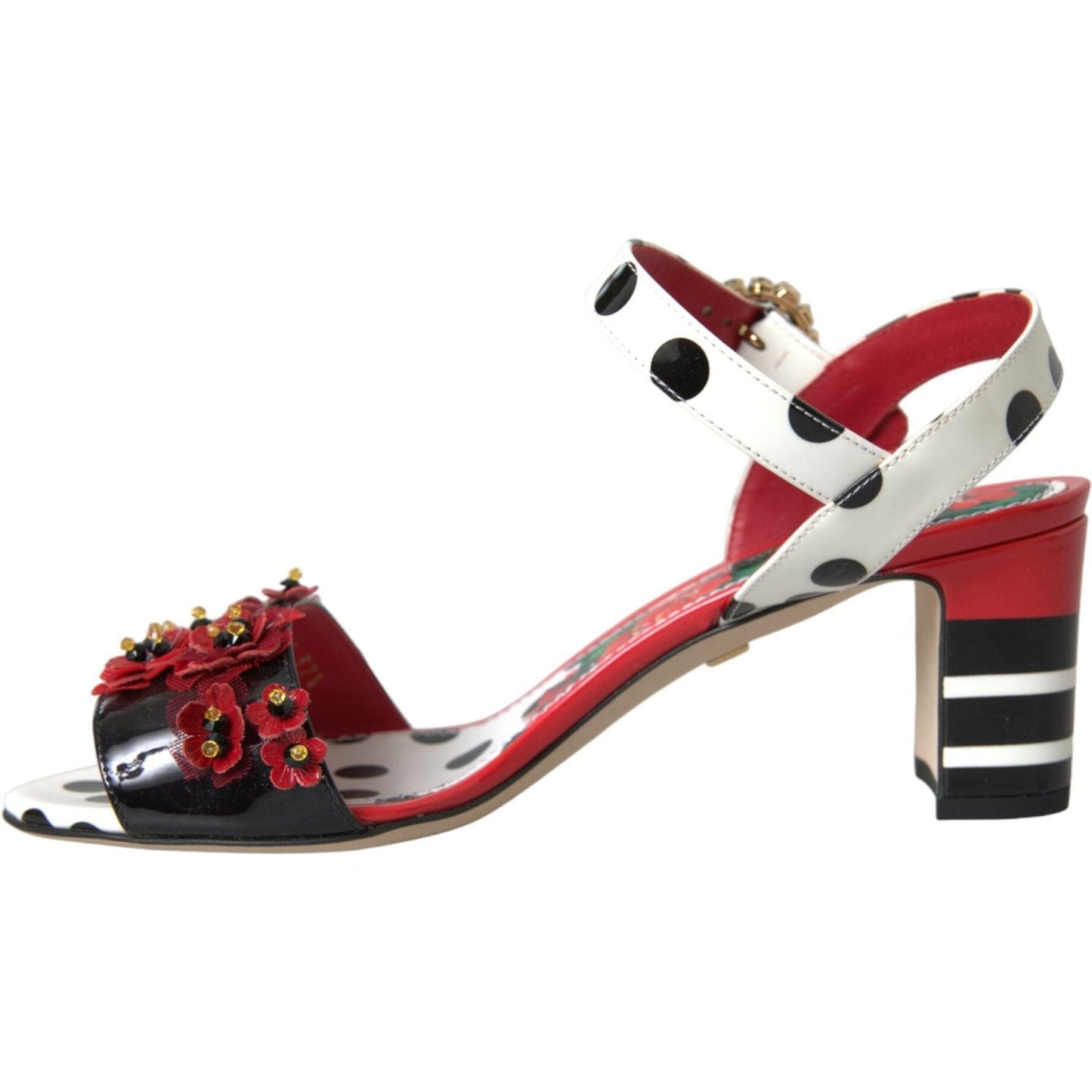 Dolce & Gabbana Multicolor Floral Crystal Leather Sandals Shoes Dolce & Gabbana