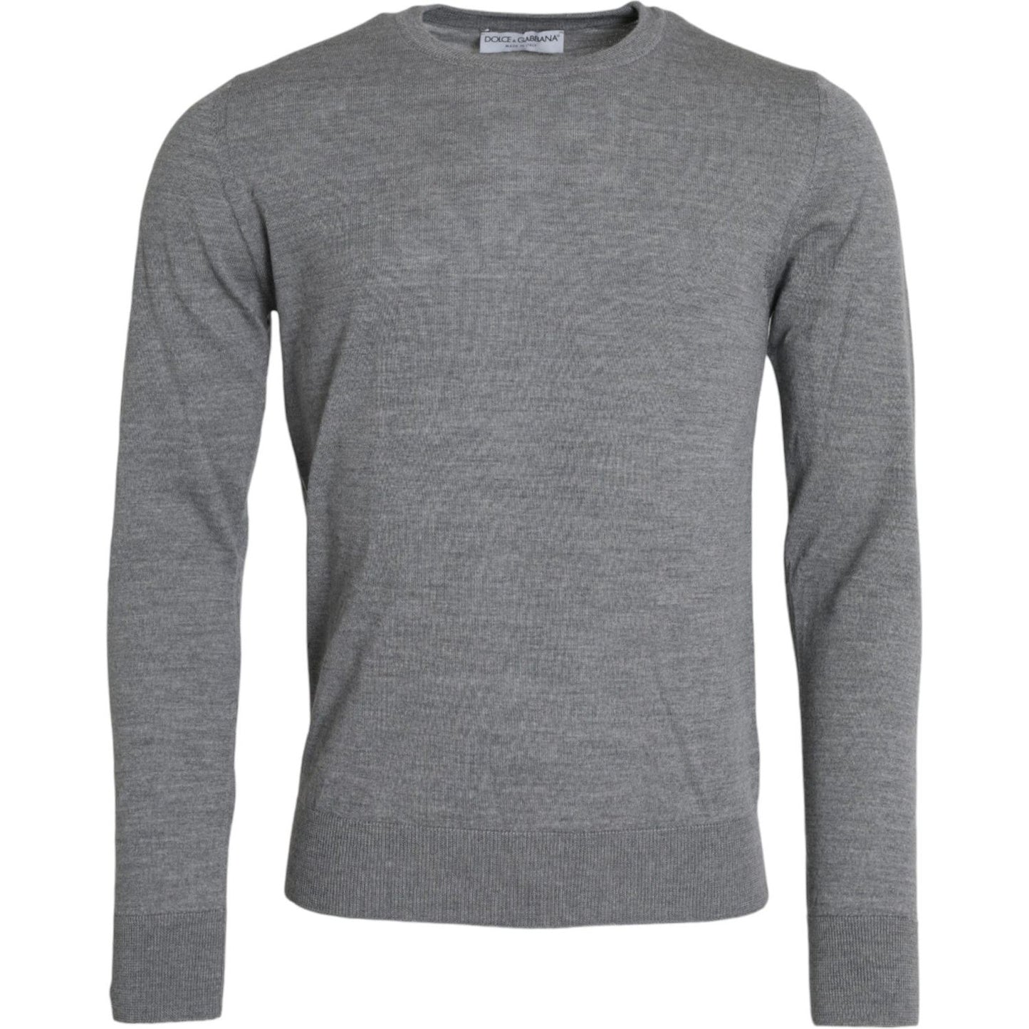 Dolce & Gabbana Ash Gray Wool Crew Neck Pullover Sweater Dolce & Gabbana