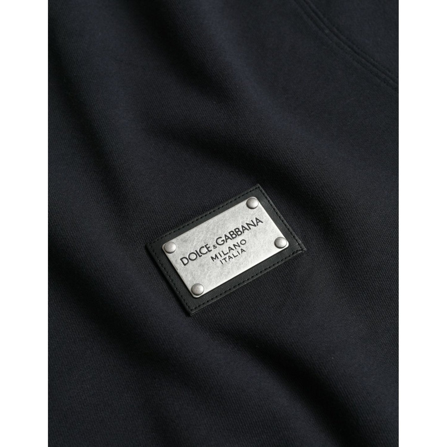 Dolce & Gabbana Dark Blue Cotton Logo Plaque Sweatshirt Sweater Dolce & Gabbana